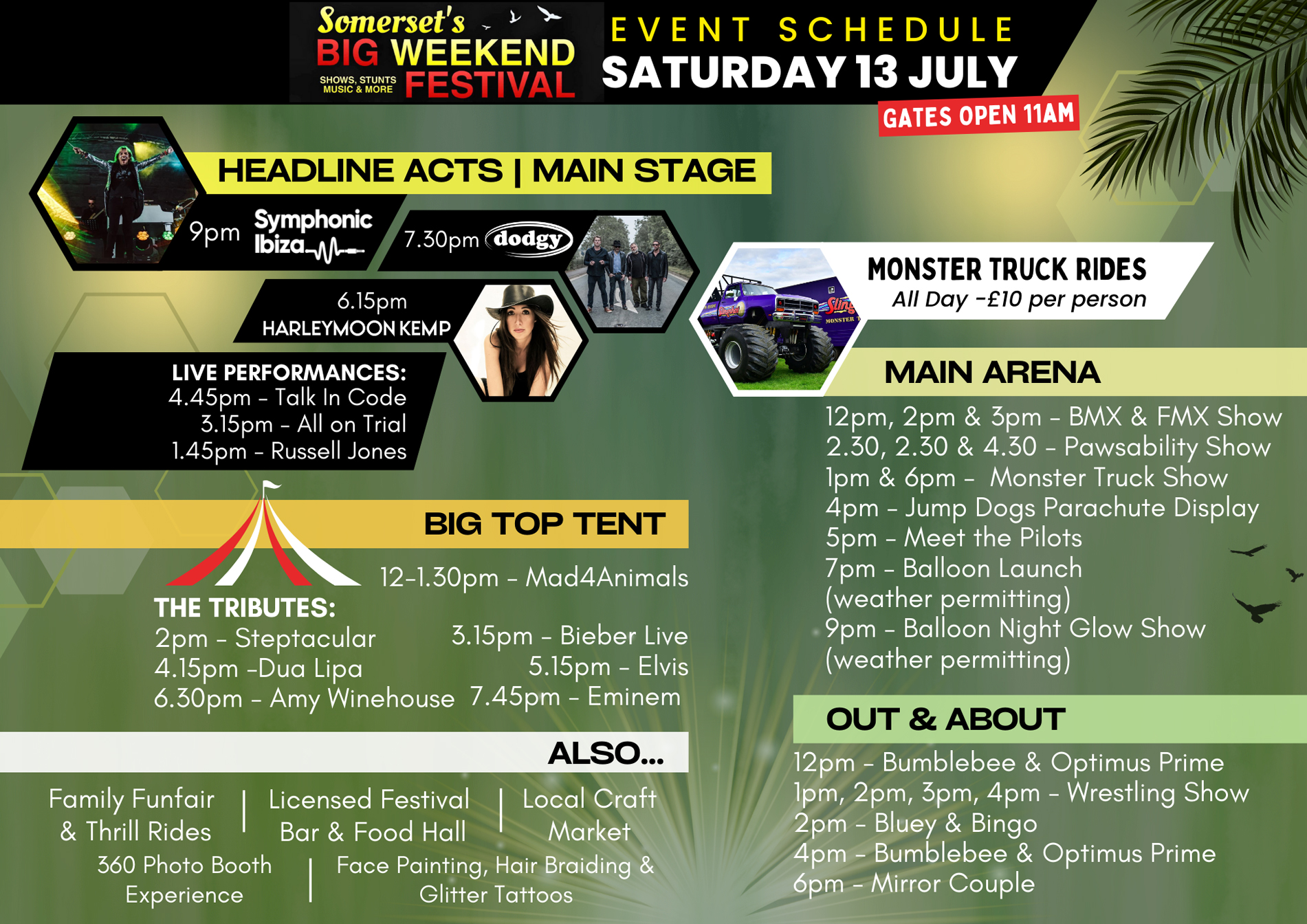Saturday lineup Saturday lineup